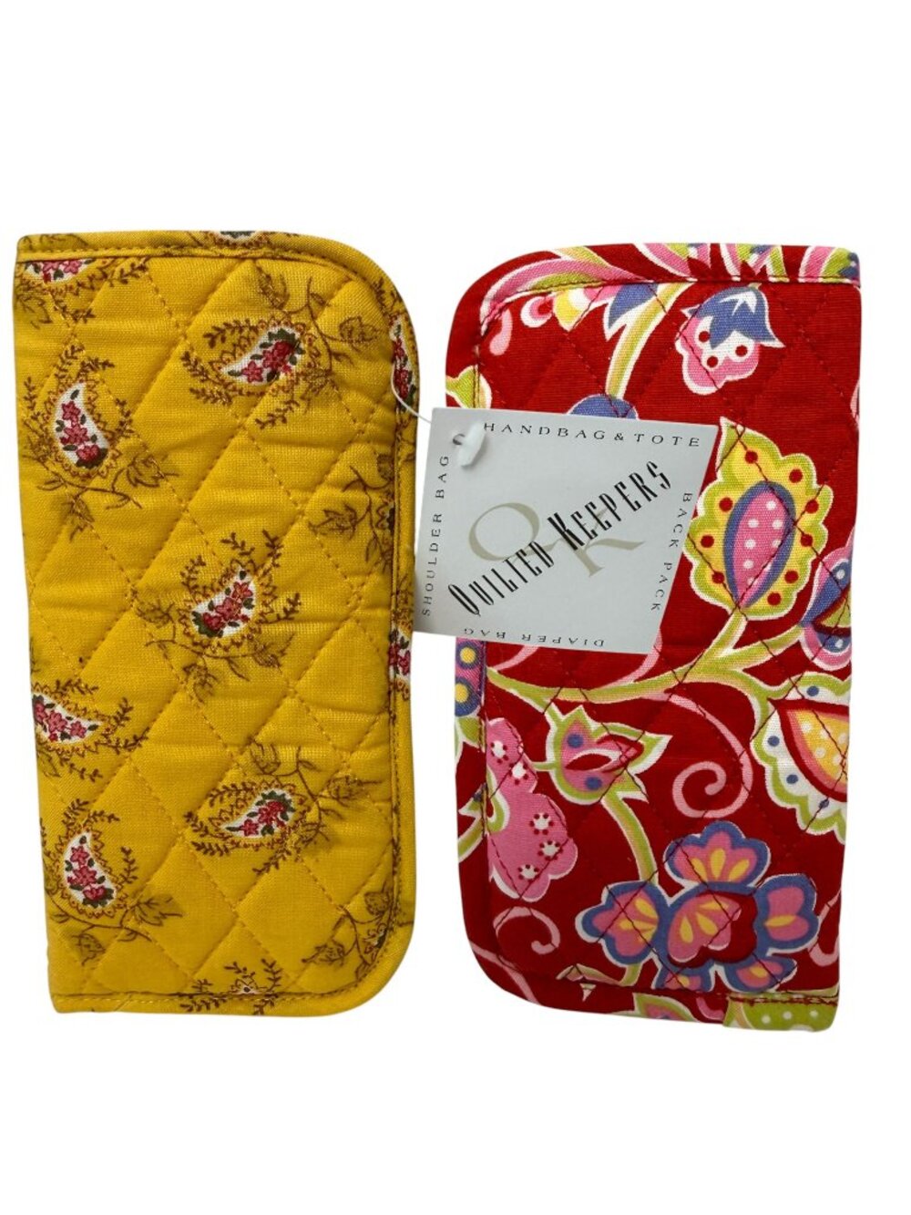 Quilted Keepers Eyeglass Cases Pair French Country Floral Red Yellow